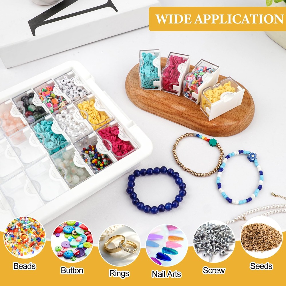 Bead Storage Grids Rectangle Storage Case Container Transparent, 24 Grids