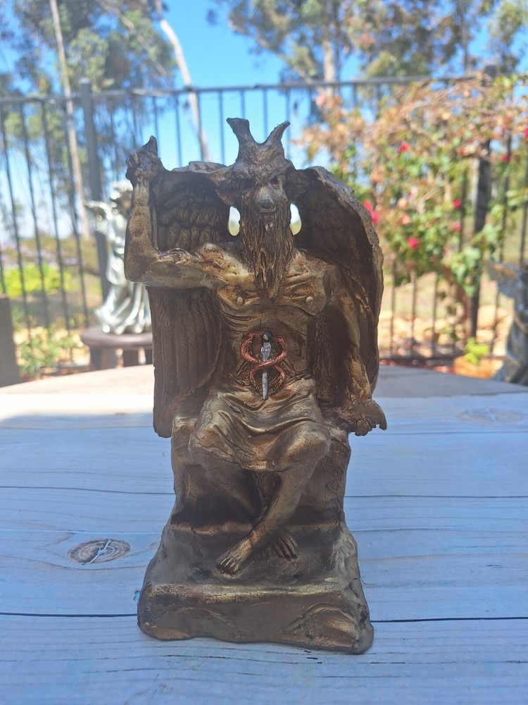 Templar Sabbatic Goat Baphomet Satan Seating Down Color Gold/ Devil /Evil /10X6