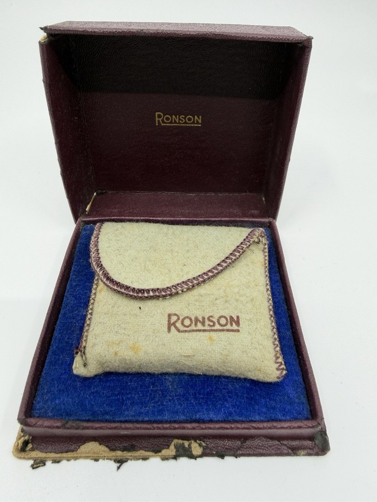 Vintage Untested Ronson Adonis Initial Pocket Lighter In Org Box And Pouch