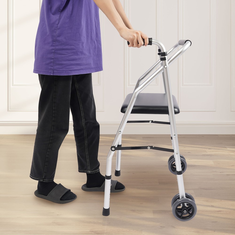 Adjustable Height Walker Folding Walker Floorstanding Foldable Chair 48-58cm