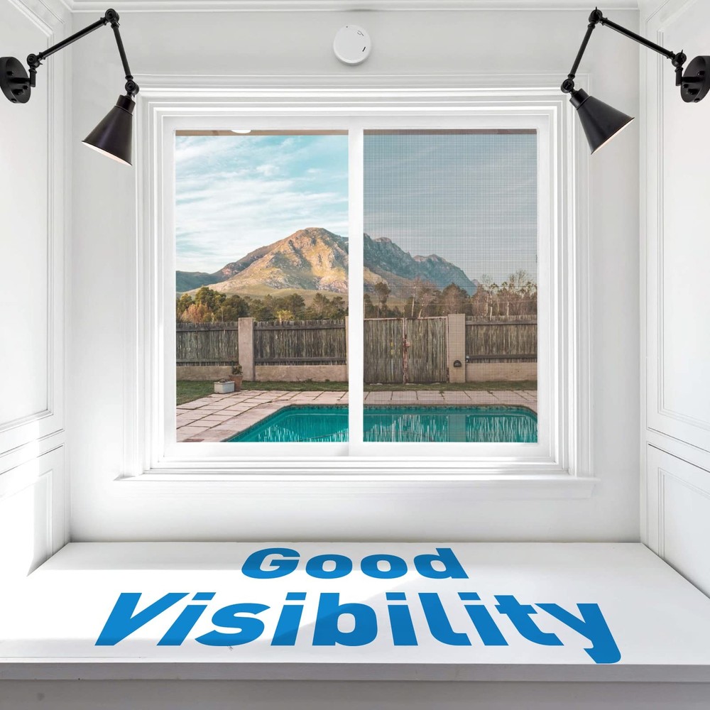 Window Screen Replacement Kit, 36"W × 90"L Durable Polyester Adjustable Scree...
