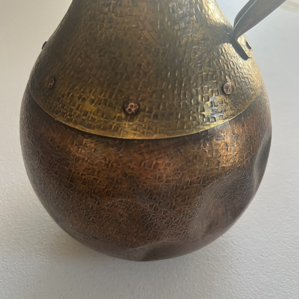 Gundert Lapis Lazuli Pitcher Copper Brass Antique Hammered With Handle