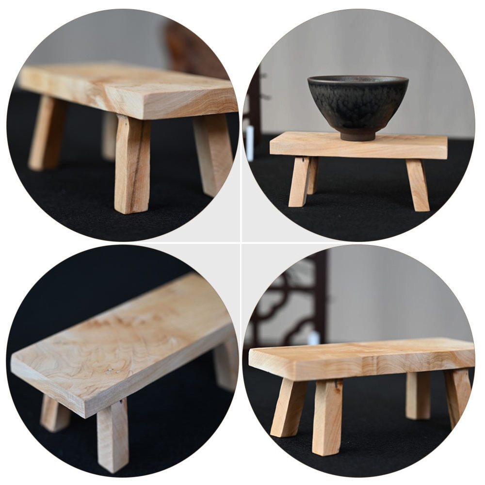 Wooden Handcrafts Display Base Decorative Desktop Home Miniature Chairs Stool