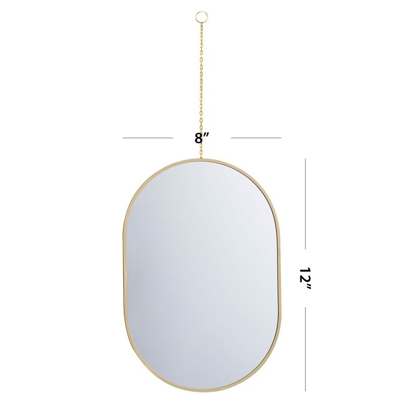 3PC Gold Capsule Shape Mirror Set W/ Removable Chain Versatile Display 8" x 12"