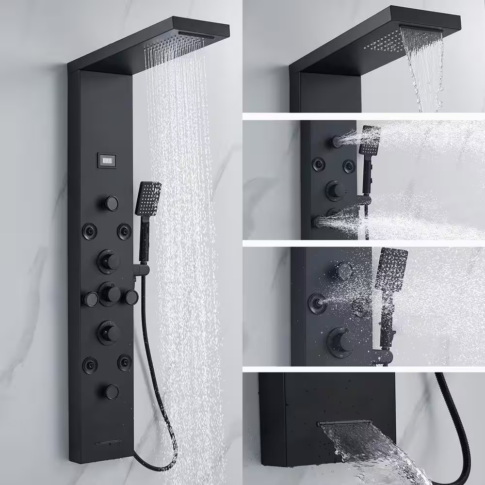 8-Jet Rainfall Shower Panel System Tower with Rainfall Waterfall Shower Head Han