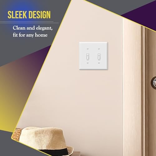 ENERLITES 5 Pack Double Toggle Switch Cover, Two Gang Light Switch Wall Plate, S