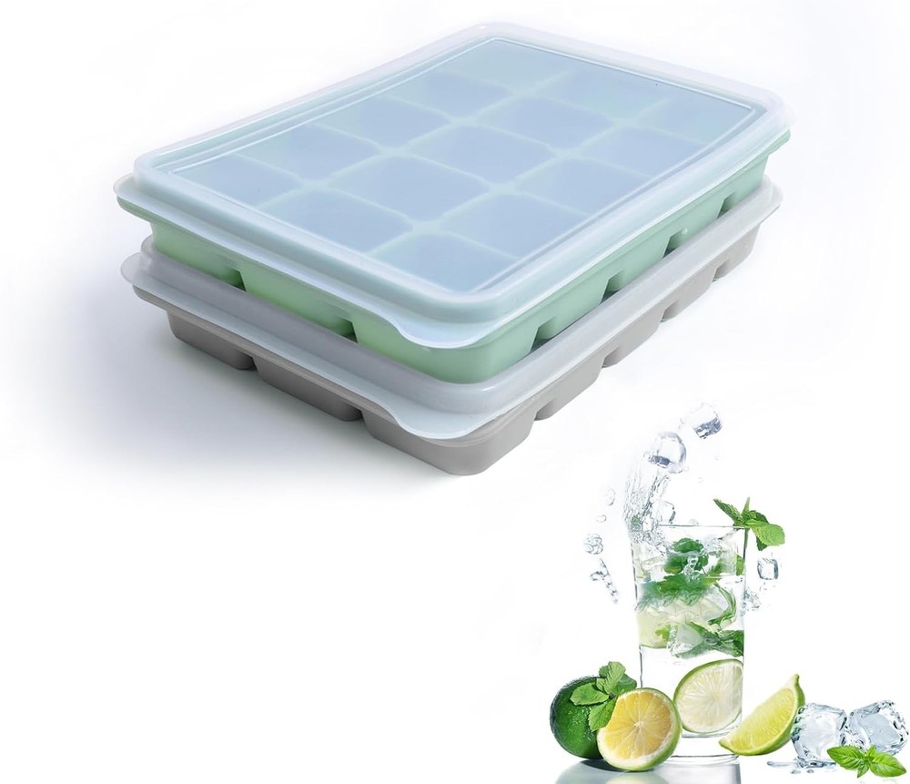 Ice Cube Trays, Easy Release 15 Flexible Silicone Ice Cube s with