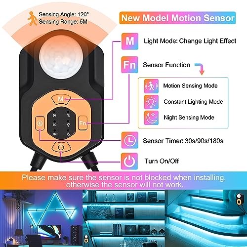 Motion Sensor LED Light Strip 19.68ft 3M*2 Sets Under Bed 19.68 ft/6M 2 Set