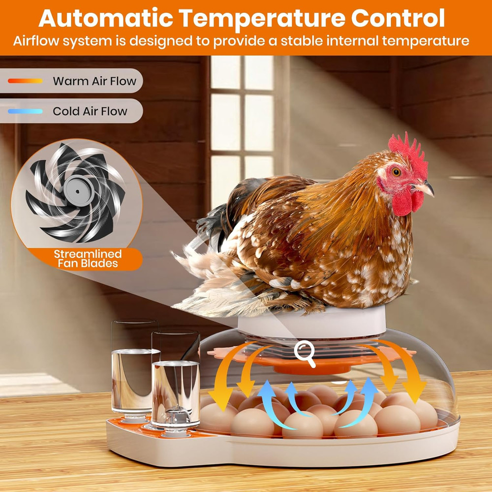 Incubators for Hatching Eggs - 18 Egg Capacity，Automatic Egg Turner，360° Viewing