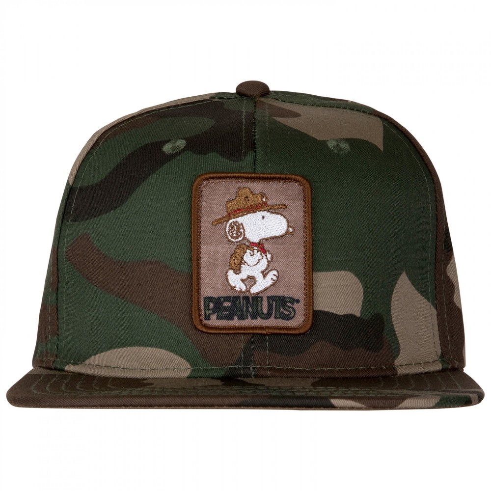 Peanuts Camo Snoopy Adjustable Flat Bill Hat Multi-Color