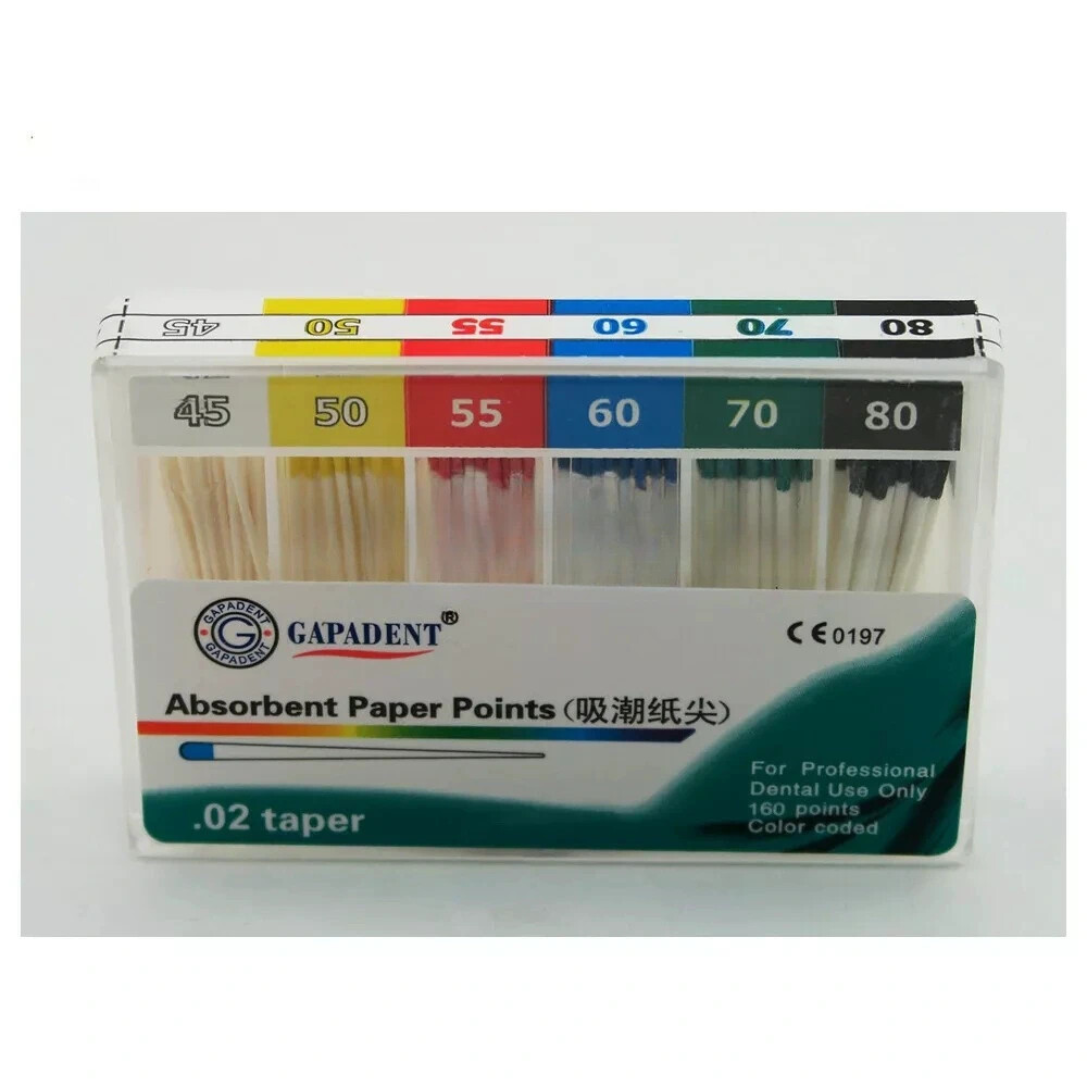 Dental Gutta Percha Points Absorbent Paper Points 45-80# Color Coded Taper 0.02