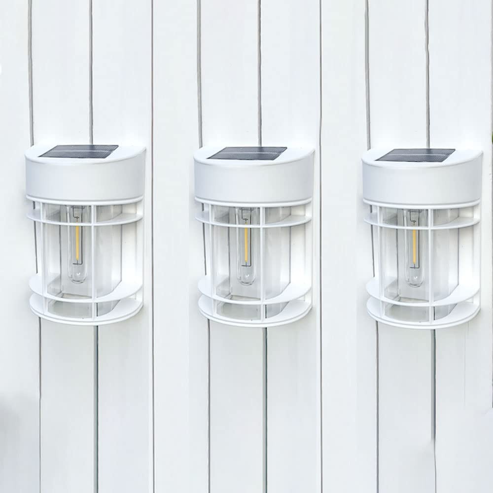 DOESLAG Solar Fence Lights, 8 Pack Deck Light Powered, 8 Pack, White