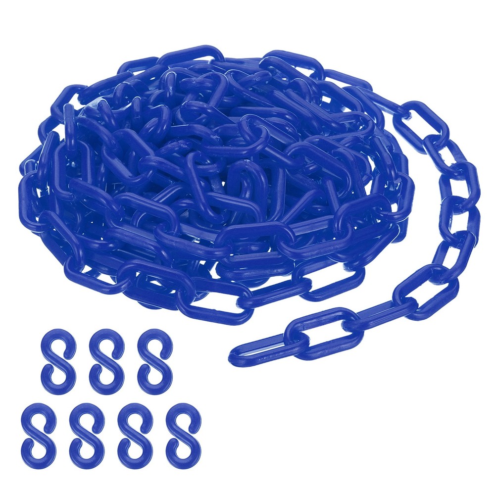 Blue Plastic Chain, 16 ft 6mm Safety Barrier Chain