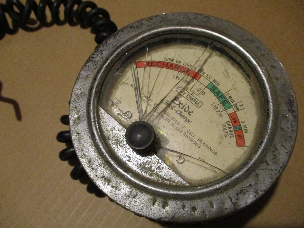 Vintage 1920s-1940s Exide Check-Charge Battery Meter - Used