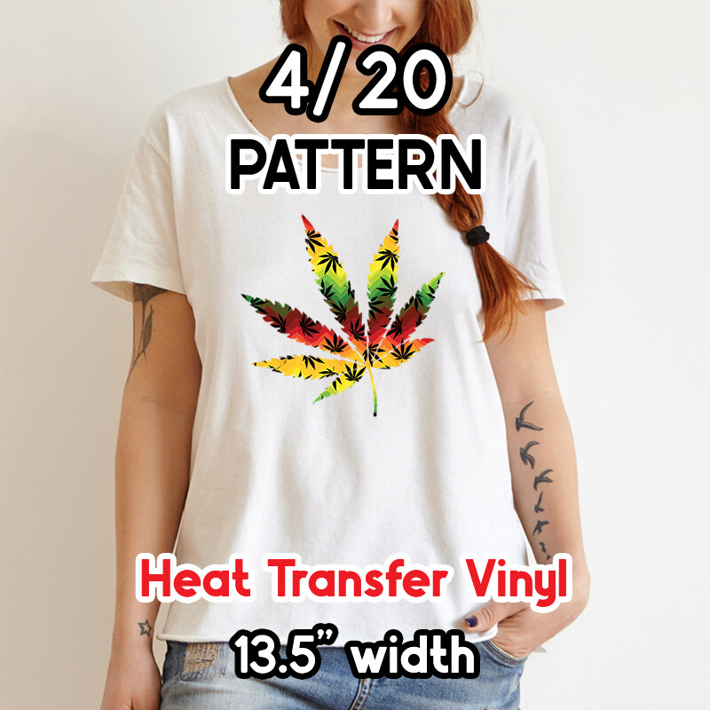 4/20 Patterned HTV for fabrics (Cannabis patterns) 13.5" ROLL **FREE SHIPPING**