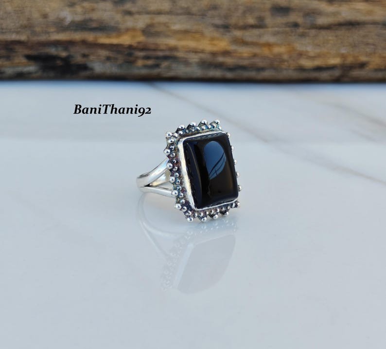 Black Onyx Solid 925 Sterling Silver Beautiful Wedding Gift Ring, All Size M1811