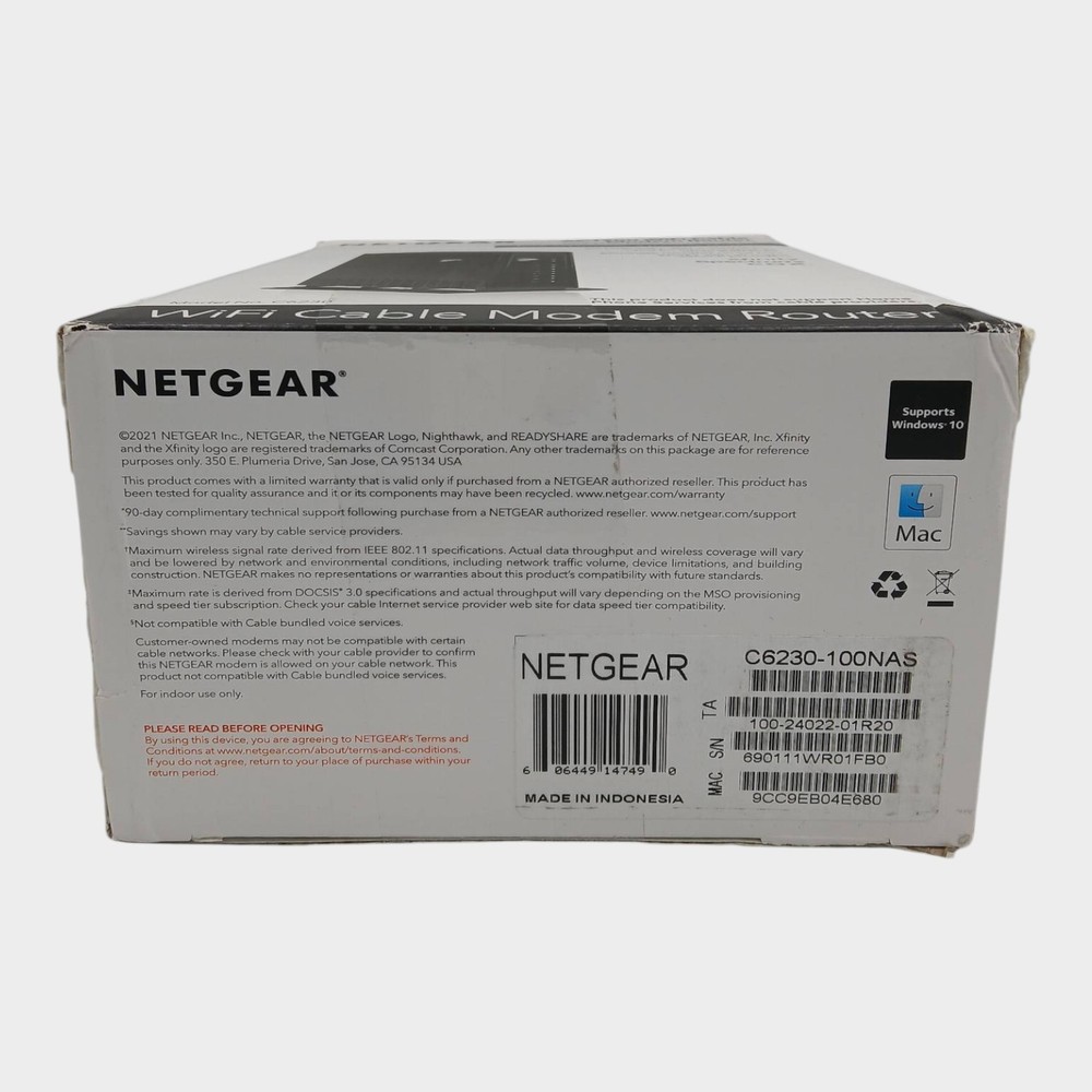 Netgear AC1200 WIFI Cable Modem Router C6230 (Untested)