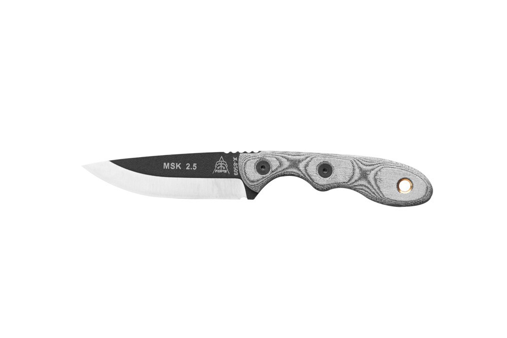TOPS Mini Scandi Knife, Black Linen Micarta | MSK-BLM