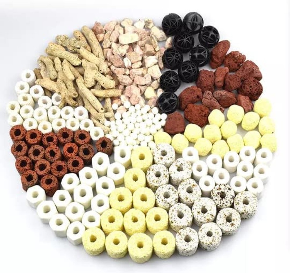 Biological Filter Media - Bio Balls Ceramic Rings Set with Mesh Bag for Aquar...