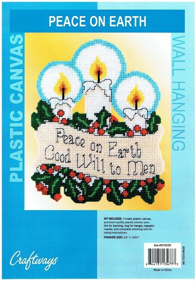 PEACE ON EARTH  WALL HANGING  plastic canvas  PATTERN (#TF0469)