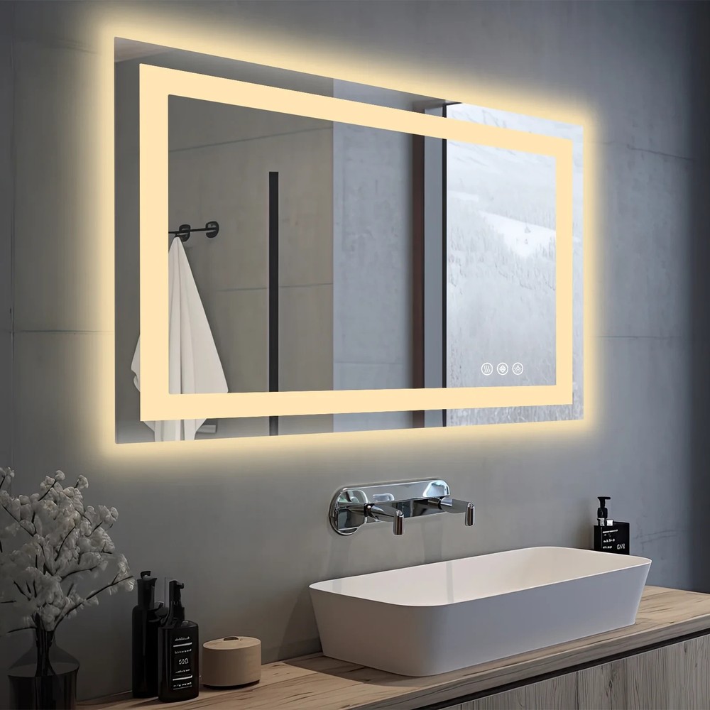 20"x 28" LED Bathroom Mirror with Anti-Fog and Backlit Memory Function Tempered