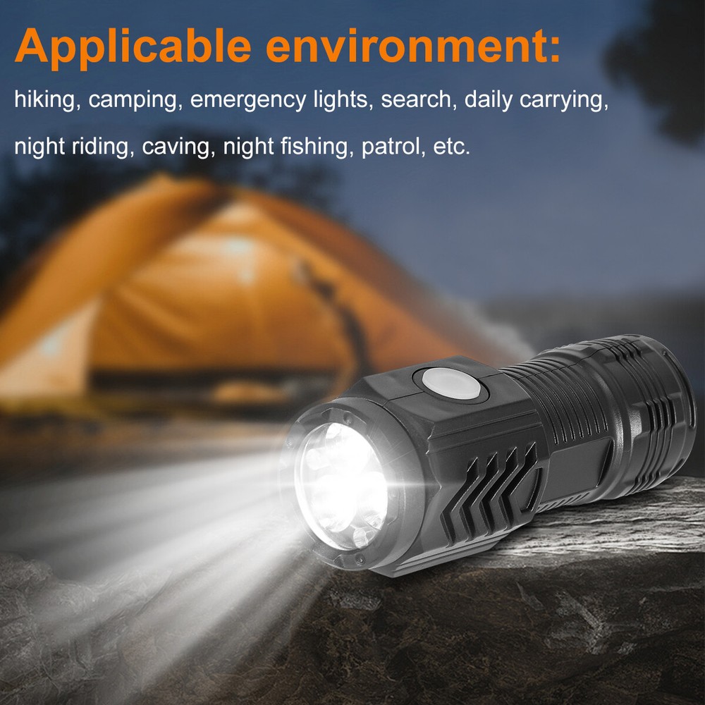 4pcs Mini LED Flashlight Super Bright Waterproof Camping Lamp w/ Tail Magnet