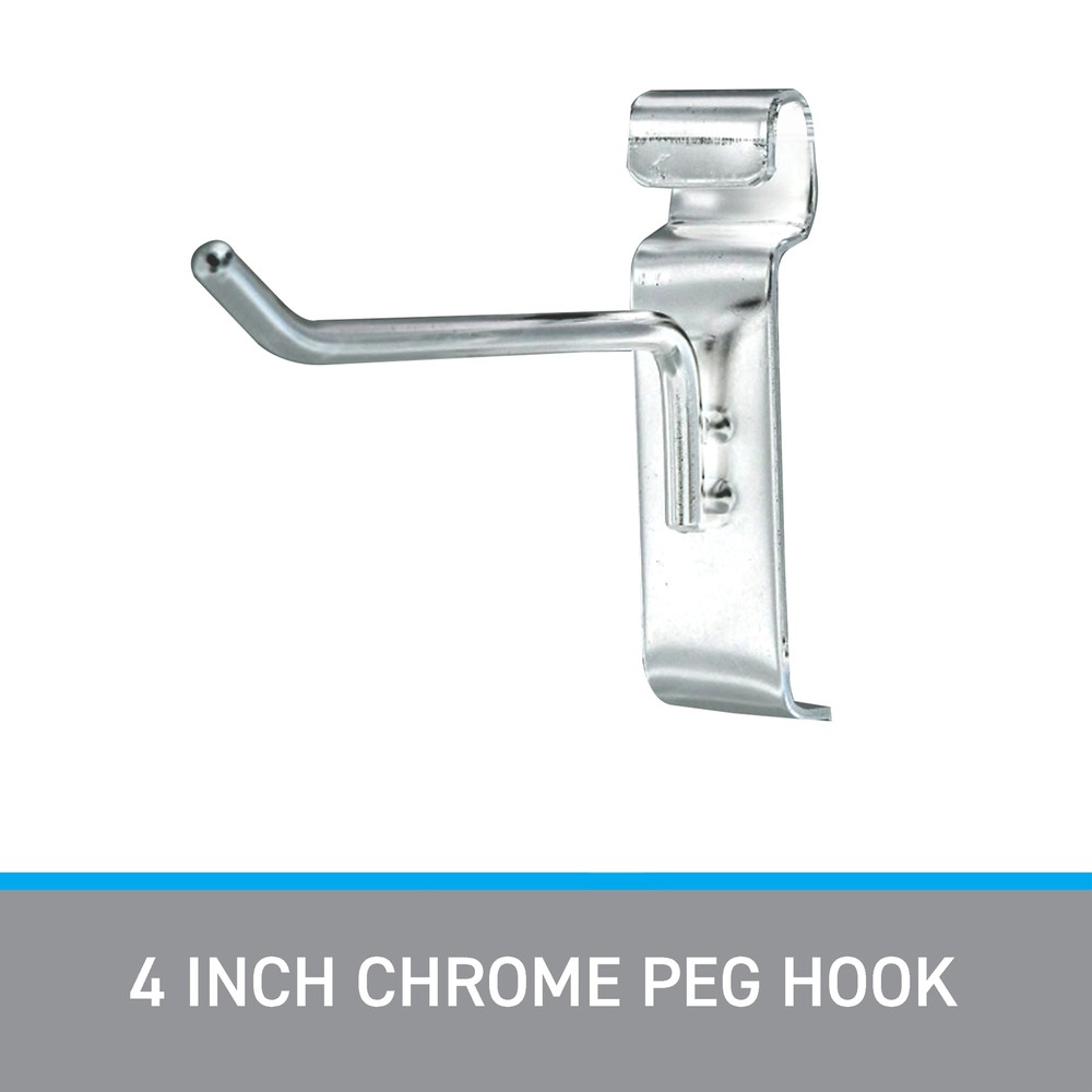 SSWBasics Chrome Wire Grid Hooks (Grid Wall Hooks) - 4" - Pack of 50