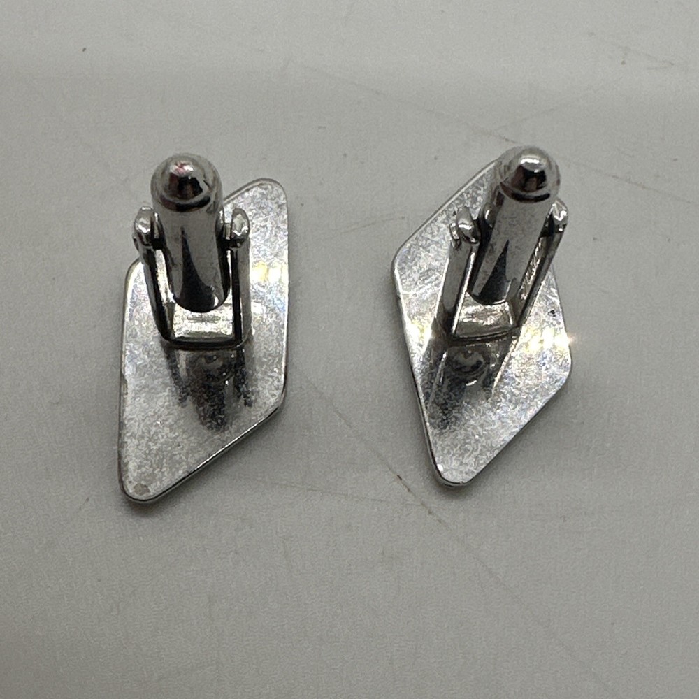 Chrome Cuff Links With Blue Green Stones