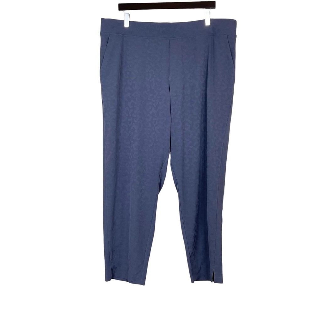 Athleta Brooklyn Textured Ankle Pant Blue Leopard Print Size 18