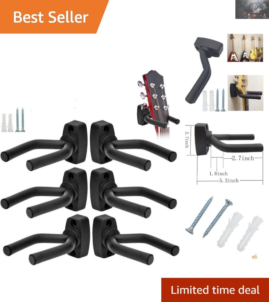 Secure Wall-Mounted Guitar Hangers - Adjustable Hooks for All String Instruments