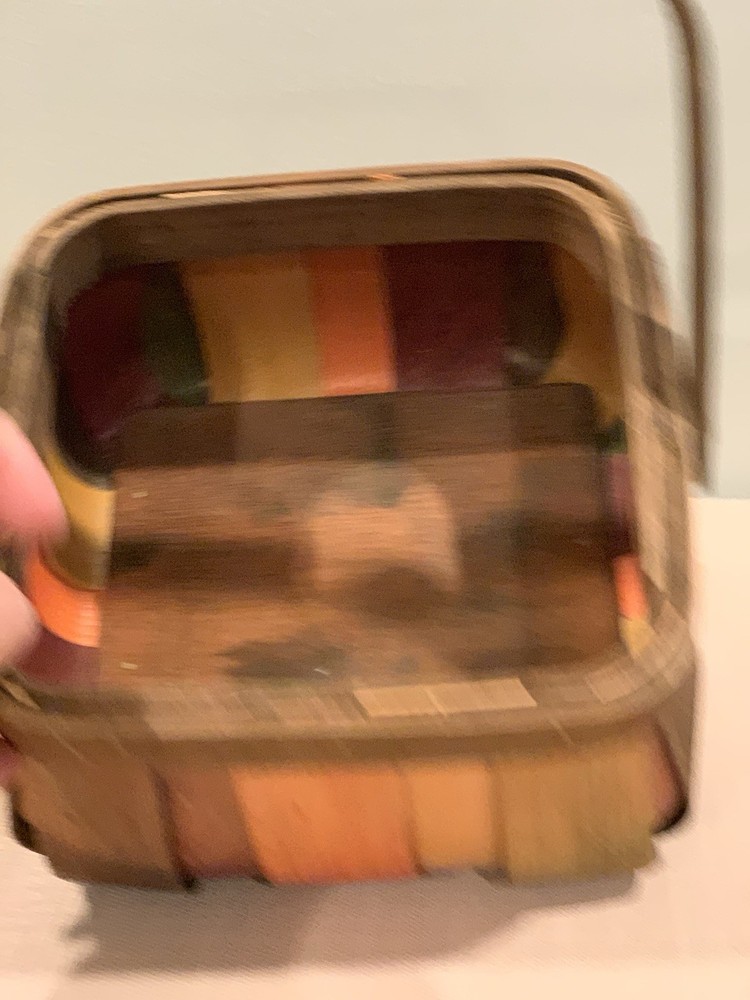 Multicolor Split wood Basket With Handle