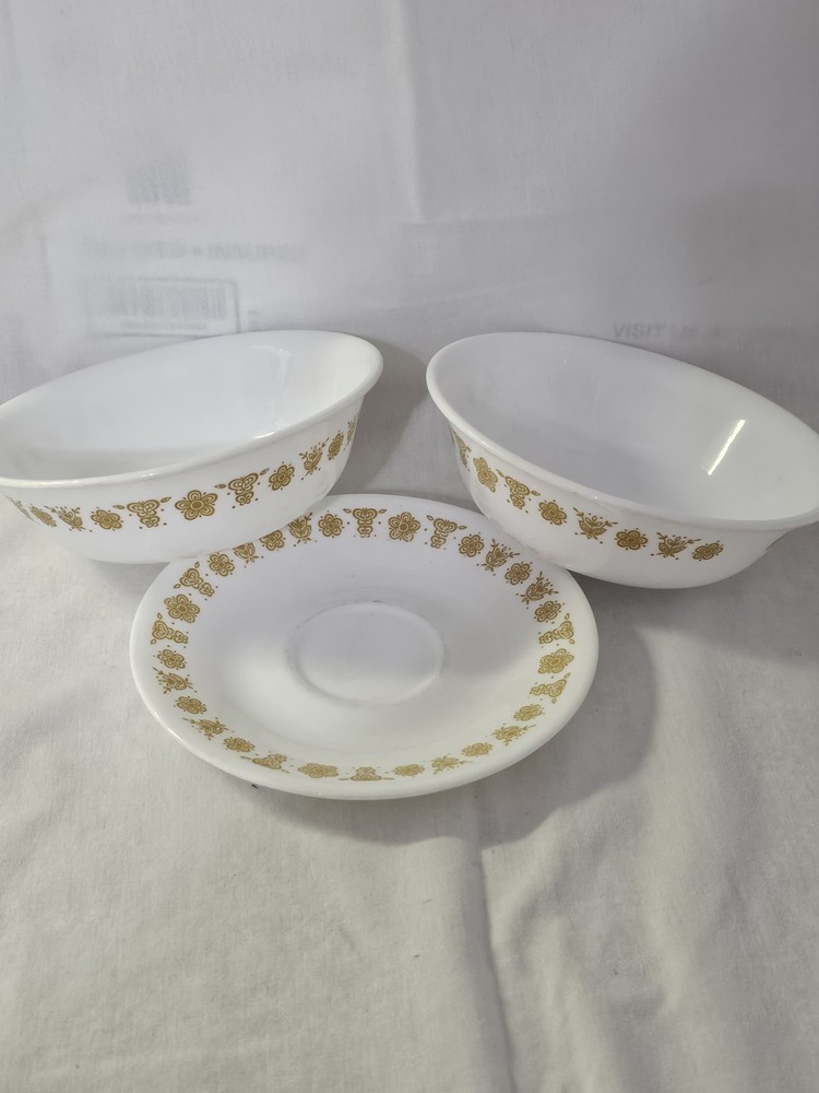 3 Pieces-Corelle Golden Butterfly