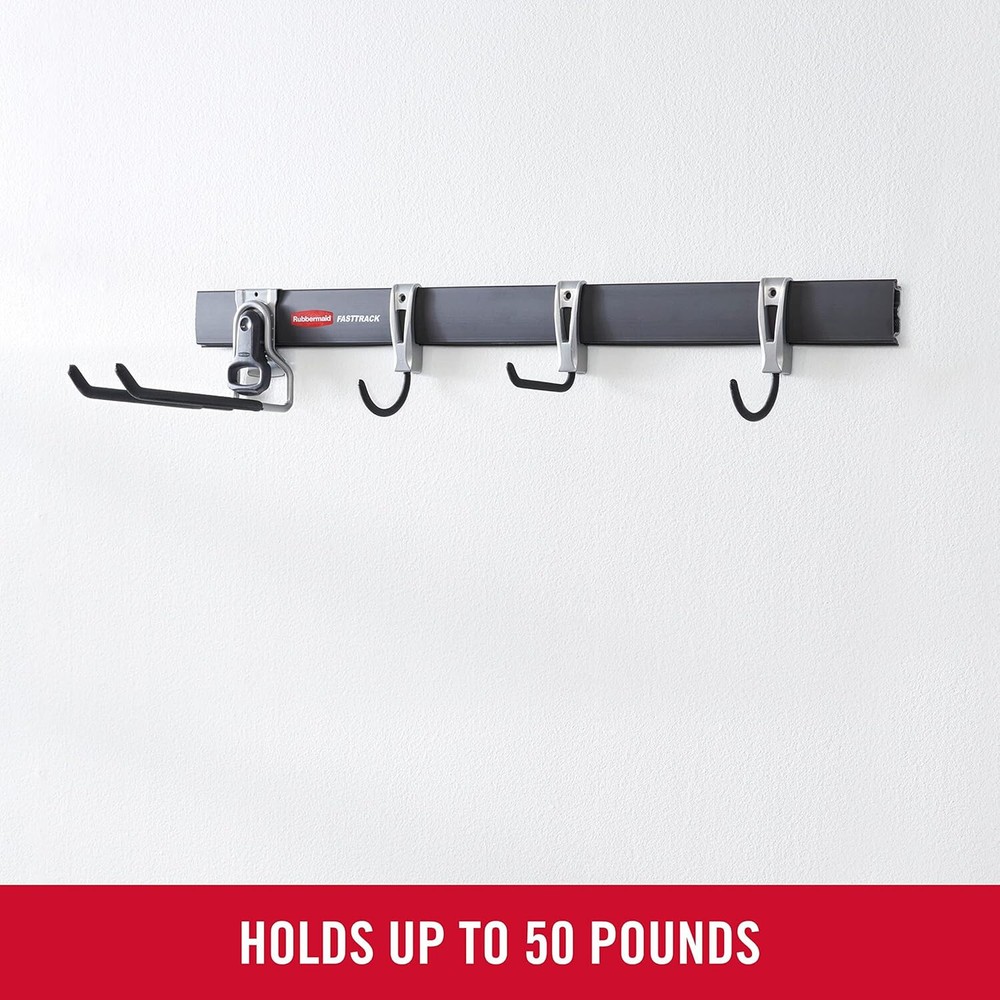 Rubbermaid Fasttrack Rail 5 Piece Kit 32" for Multi-Purpose Scoops, Handle Hooks