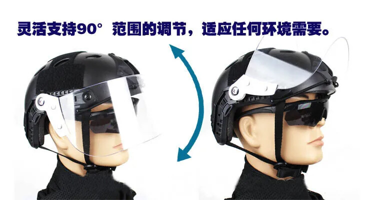 Tactical Transparent Face Shield Windshield Lens Mask For Fast Helmet Rail