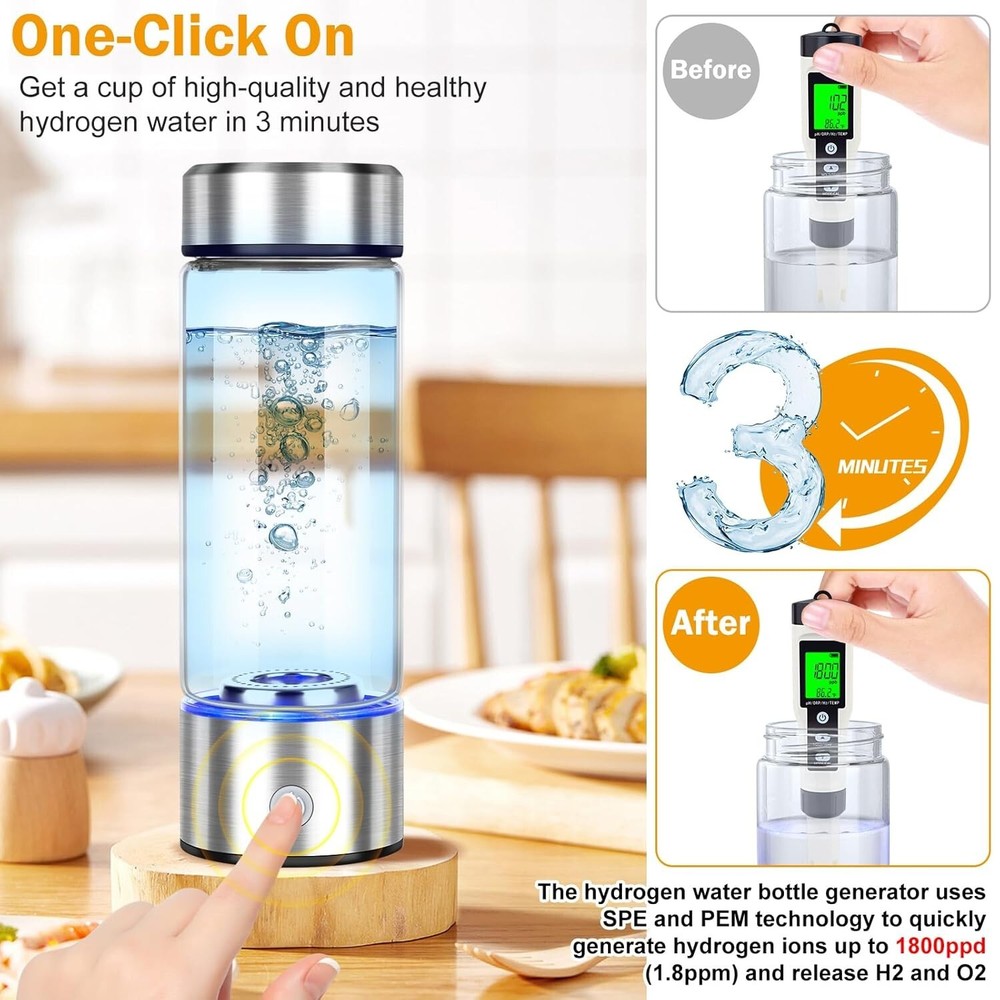 Hydrogen Water Bottle, Hydrogen Water Generator with Advanced SPE PEM Technology