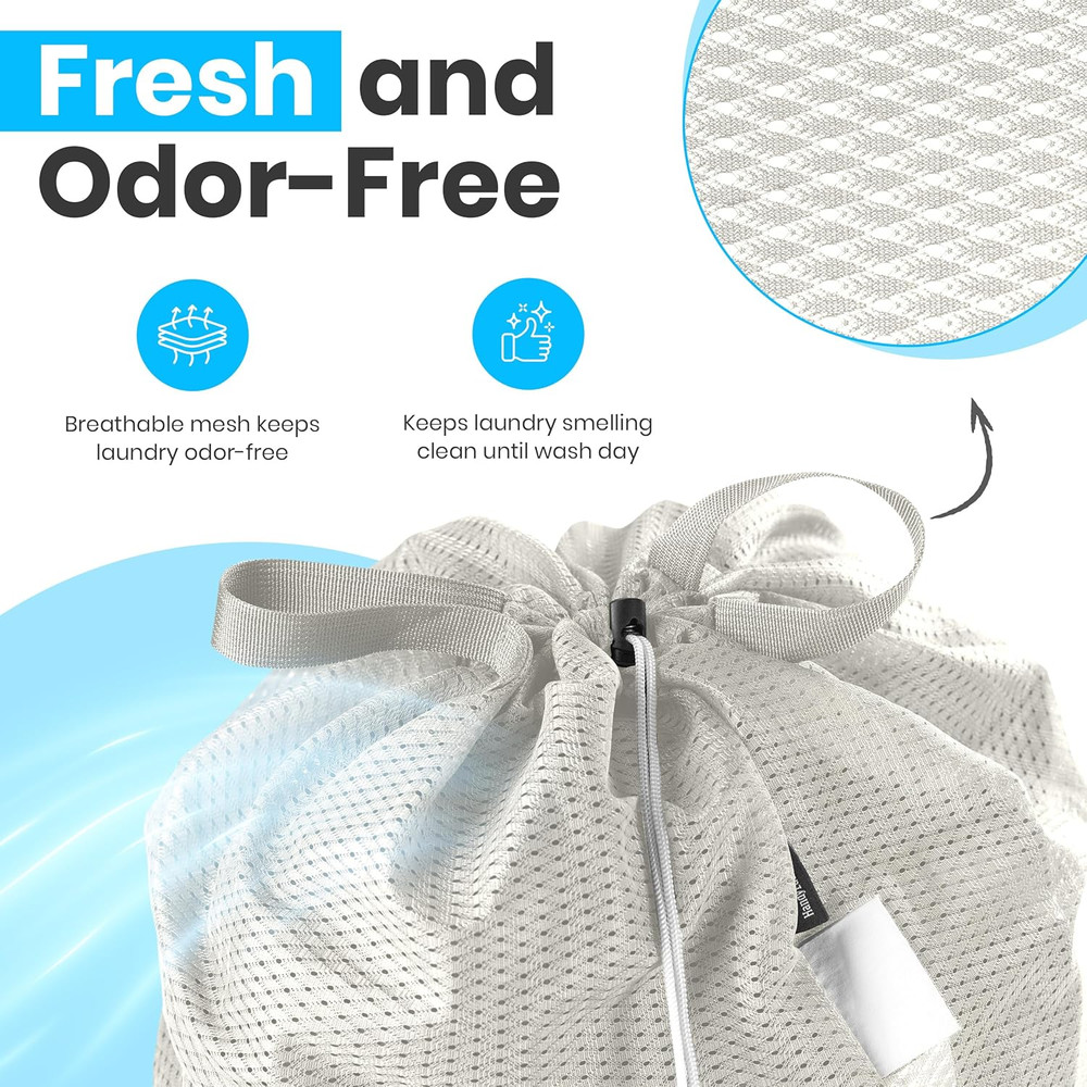 Large Mesh Laundry Bags - 2-Pack Heavy Duty with Handles & Drawstring - Machine