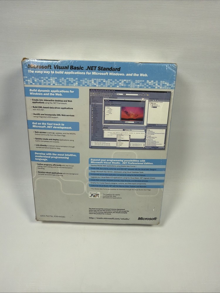 Microsoft Visual Basic .NET 2002 (Retail) (1 User/s) - Full Version for Windows