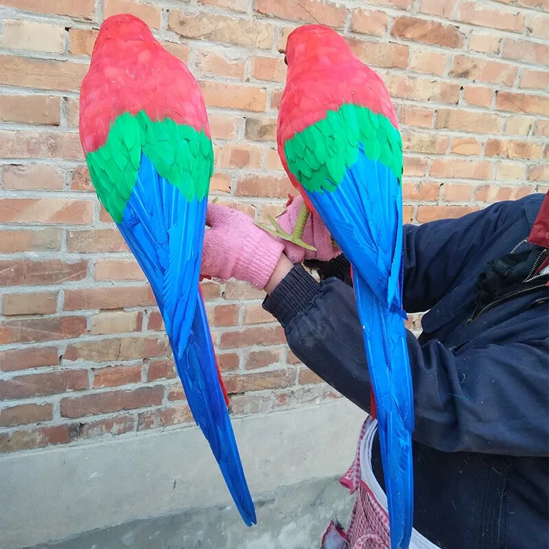 big simulation parrot model foam&feather red parrot bird gift about 60cm