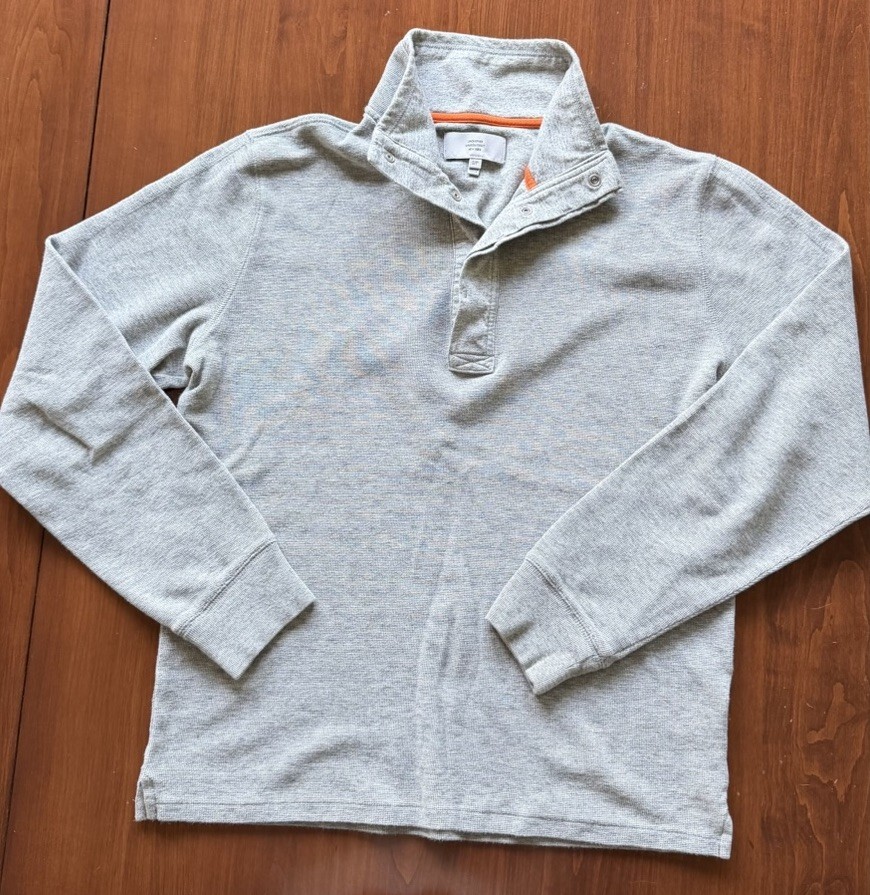 Jack Spade Light Gray Quarter Snap Pullover Sweater Size Small