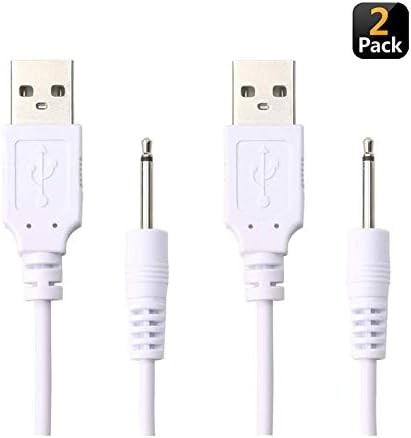 (2 Pack) Fast Charging Replacement USB Cable | DC Charger Cord - 2 Ft - White