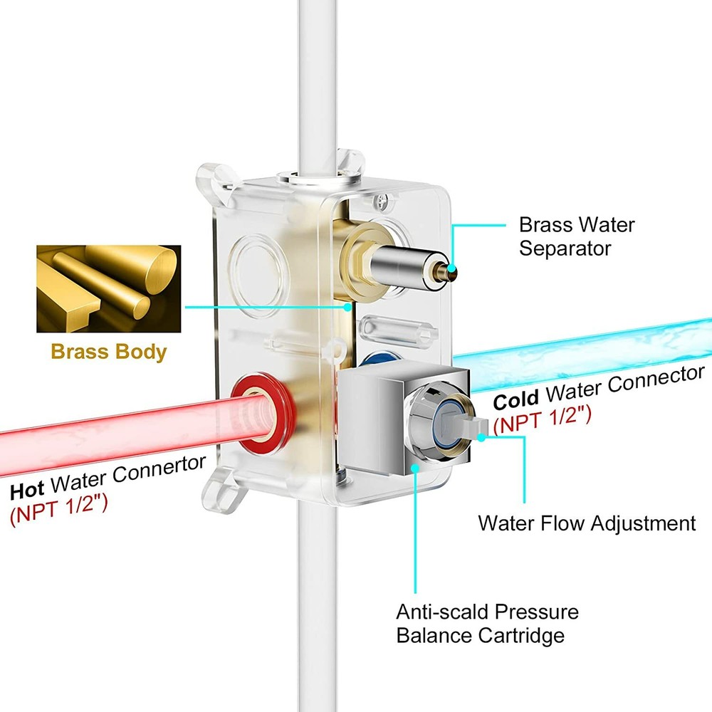 Shower Faucet Wall Mount Shower Combo Set Handheld Shower Solid Brass in Chrome