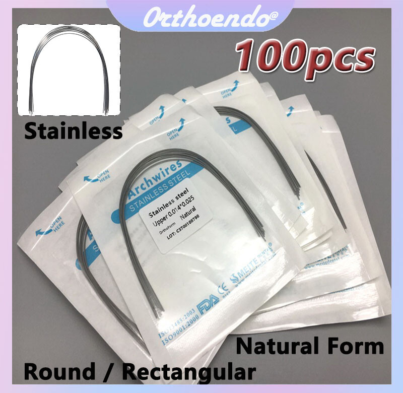 100pcs Stainless Wire Dental Ortho S.S Arch Wire Round Rectangular Wires Natural