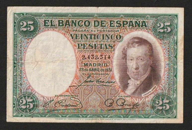 Spain 25 pesetas P-81  1931  VG+