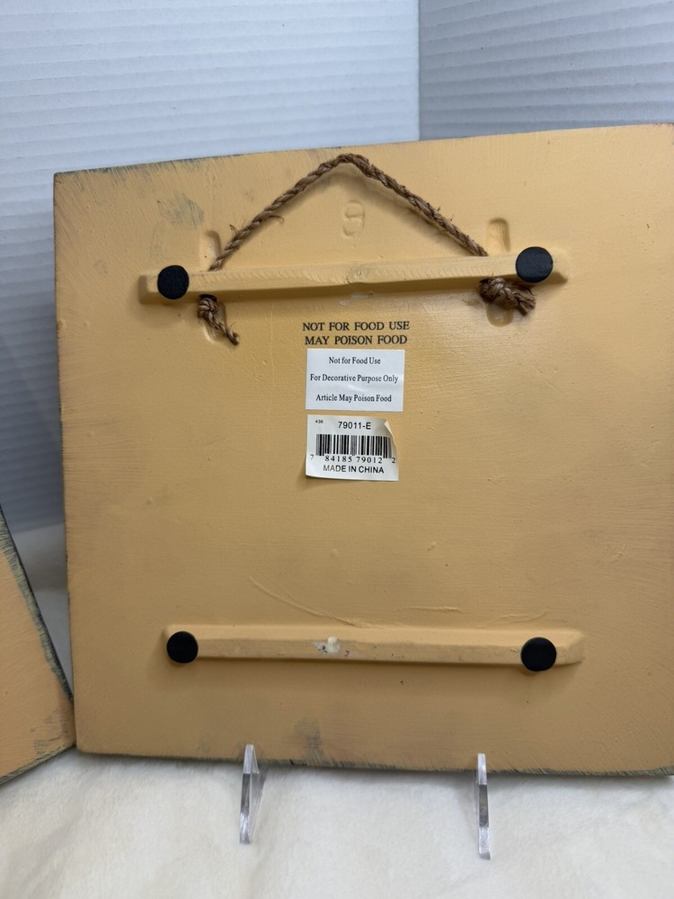 Two Handmade Ceramic Wall Hanging Tiles