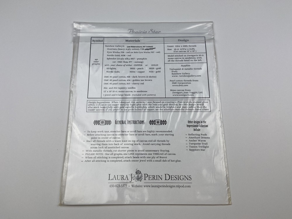 Laura J Perin Design Prairie Star sampler Needlepoint Impressionist Collection