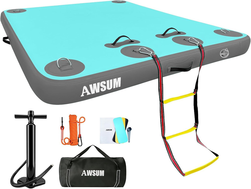 AWSUM Inflatable Floating Dock Air Dock Platform Floating Island Raft with None-