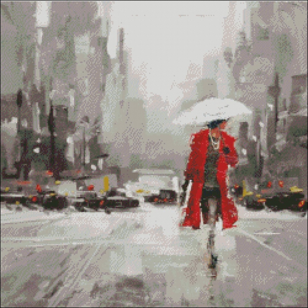 Walk in the Rain - Chart Counted Cross Stitch Patterns Needlework DMC Color
