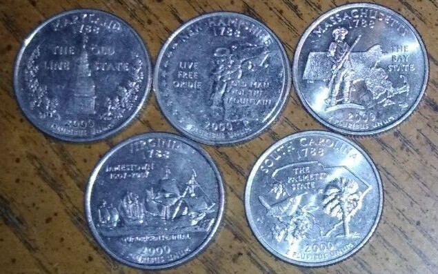 2000 - D Mint - State Quarters (COMPLETE YEAR SET) 5 Coin Set