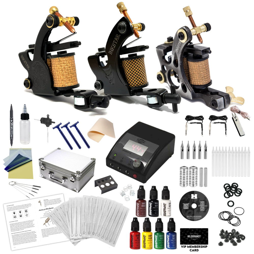 Complete Tattoo Kit Professional Inkstar 3 Machine APPRENTICE & Gun Case Radiant