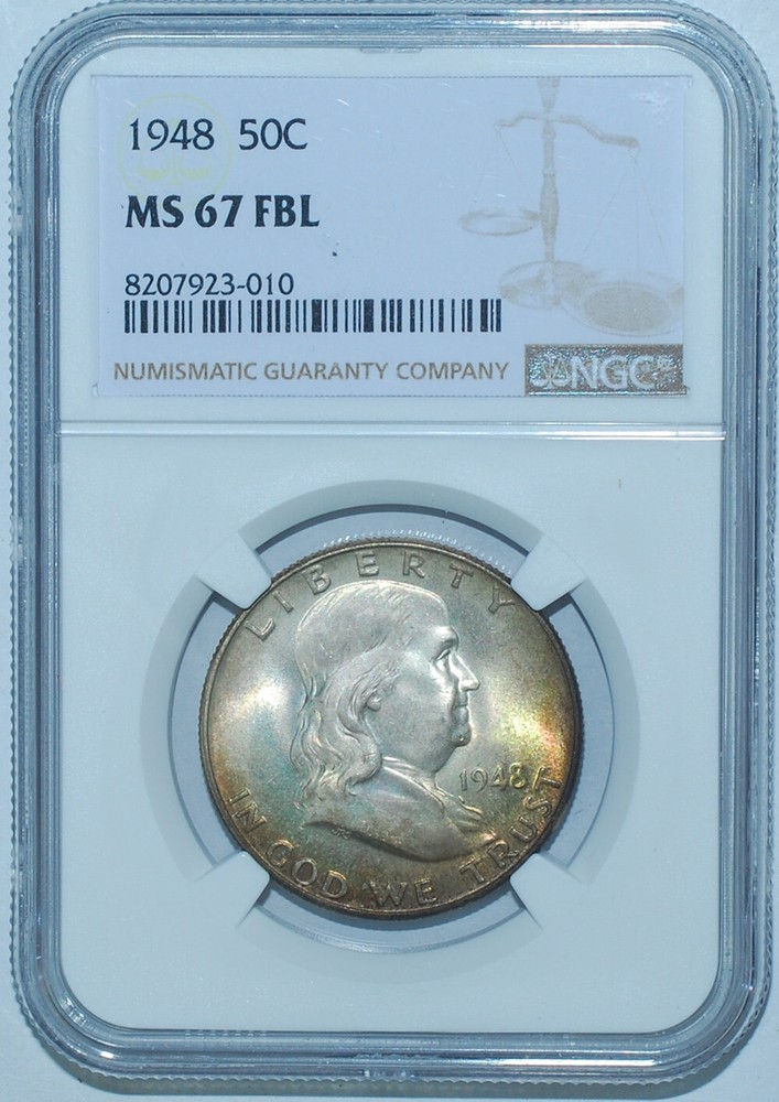 1948 NGC MS67FBL Full Bell Lines Franklin Half Dollar